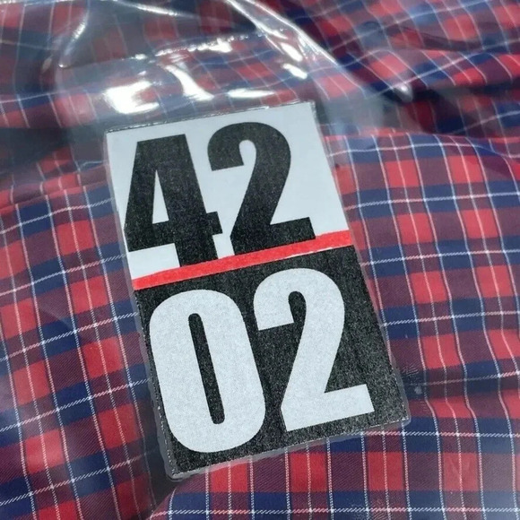 Eaton Plaid Slim fit Shirt Long Sleeve Button Down Mens 16 Blue Red 4202 - Picture 6 of 7